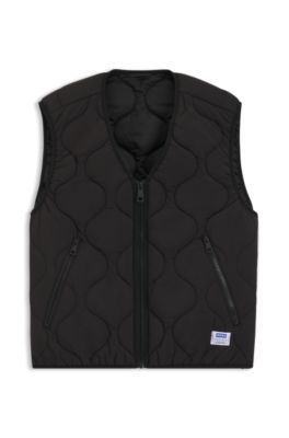 Chaleco relaxed fit repelente al agua con guateado ovalado, Negro