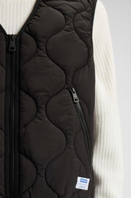 Chaleco relaxed fit repelente al agua con guateado ovalado, Negro