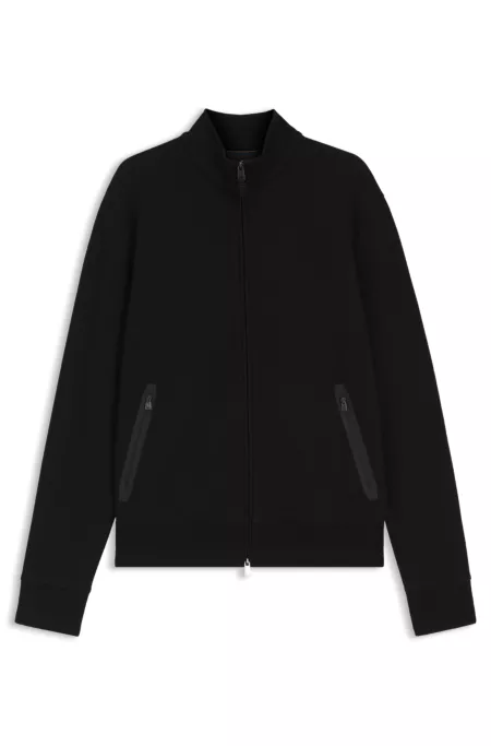 Waffle-texture zip sweatshirt in a cotton blend