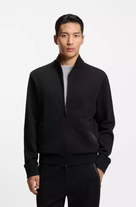 Waffle-texture zip sweatshirt in a cotton blend