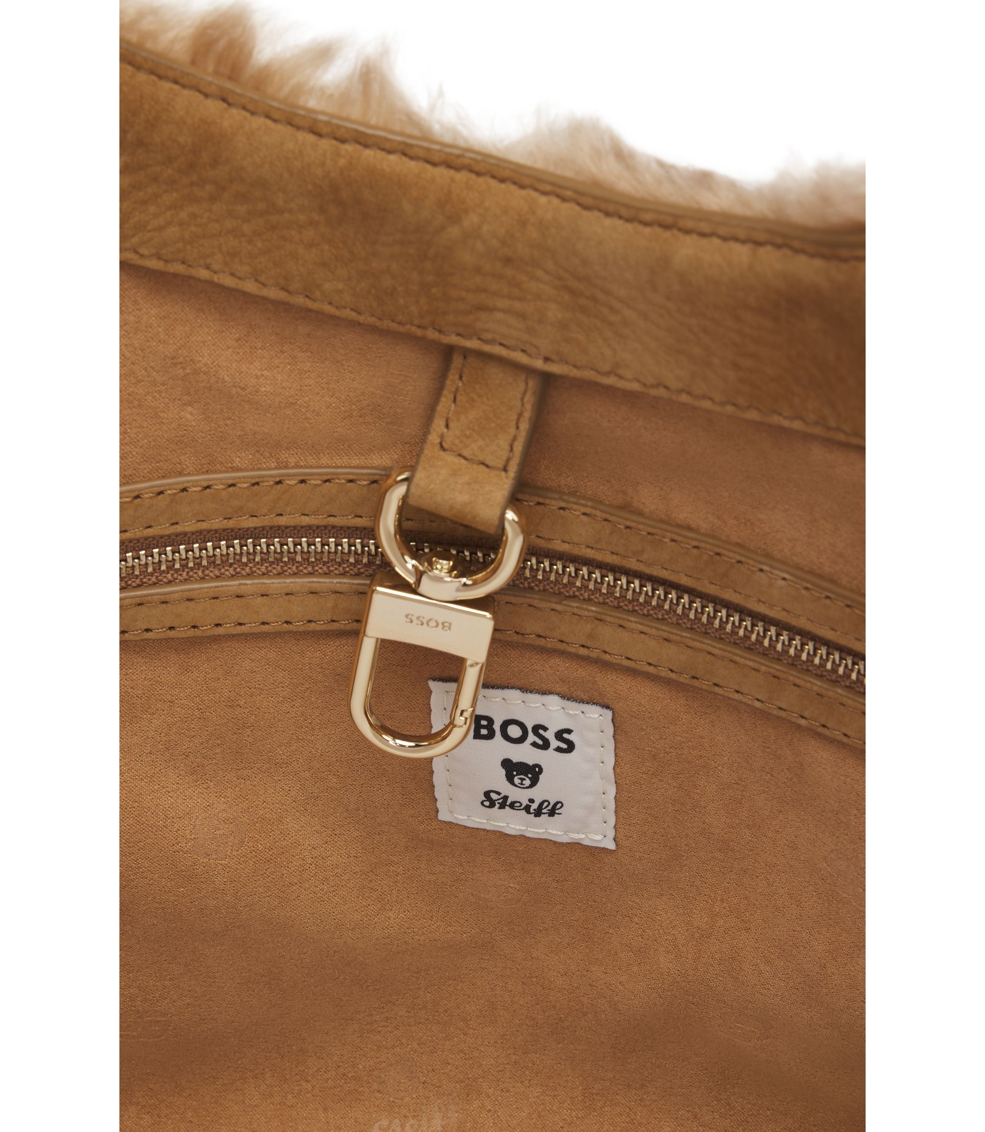 BOSS - BOSS x Steiff leather bag with wool-cotton trims - Beige