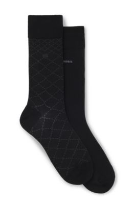 Paquete de dos pares de calcetines de algod&oacute;n de largo normal, Negro