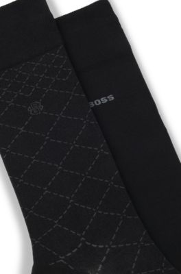 Lot de deux paires de chaussettes mi-mollet en coton m&eacute;lang&eacute;, Noir