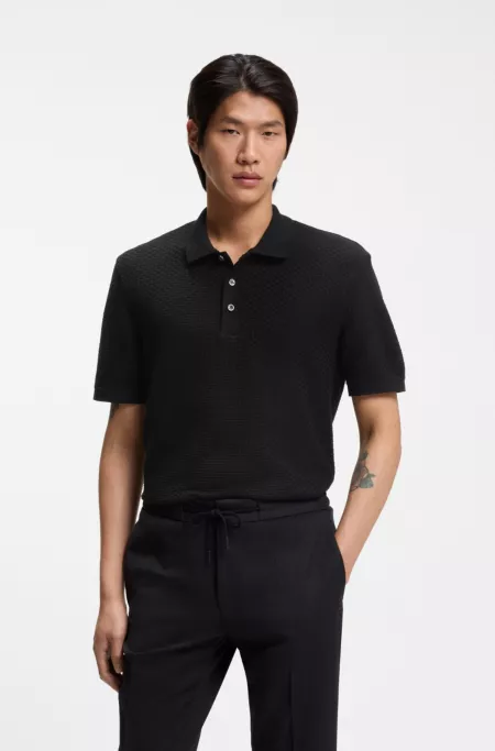 Basket-weave polo shirt in cotton