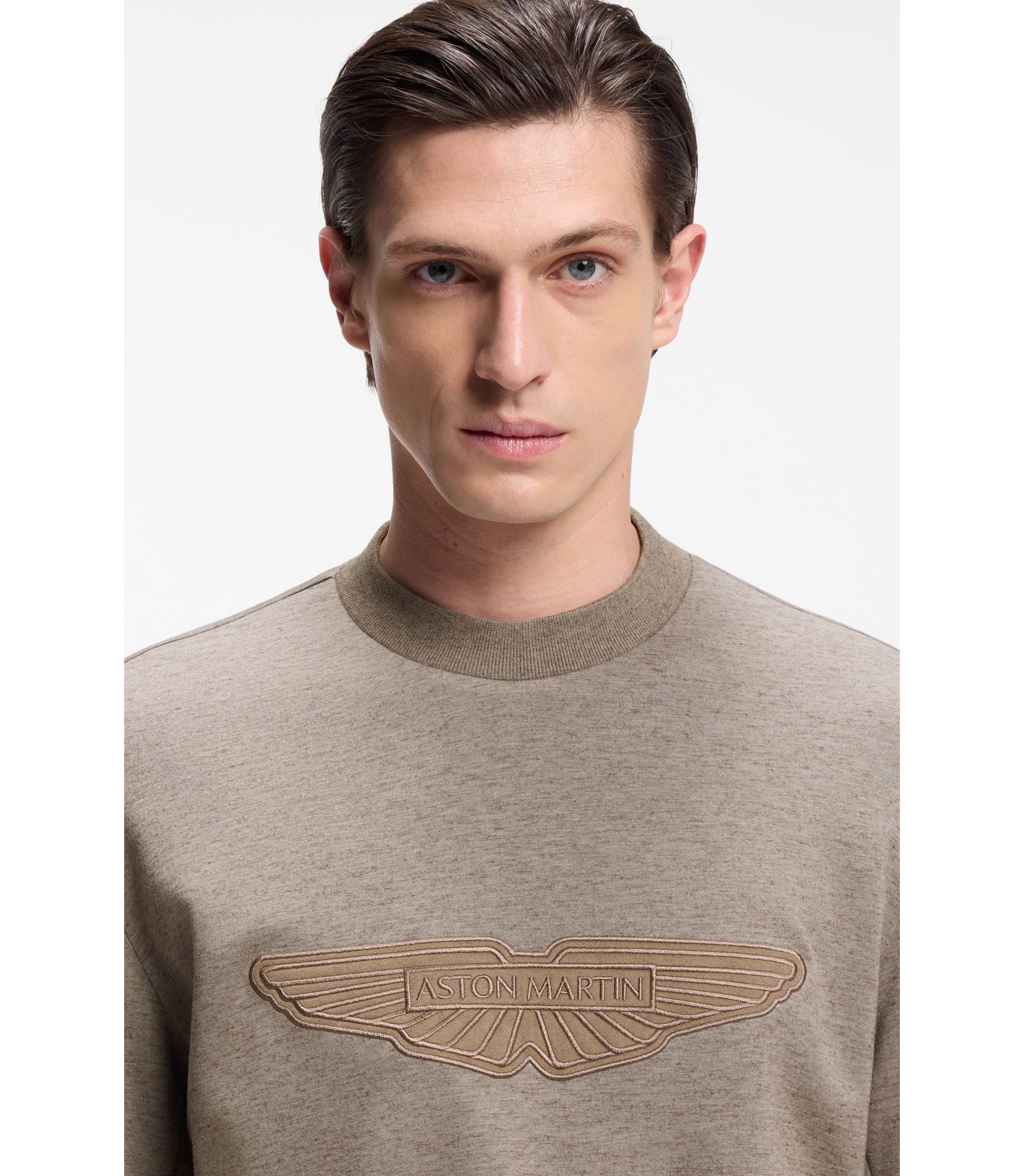 BOSS - BOSS x ASTON MARTIN sweatshirt with wing detail - Light Grey