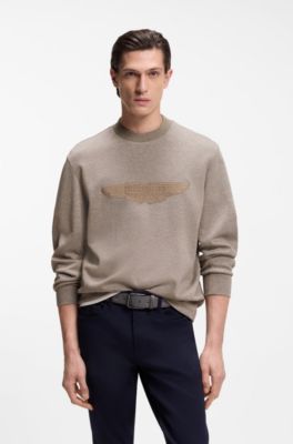 Sudadera BOSS x ASTON MARTIN con detalle de ala, Gris claro