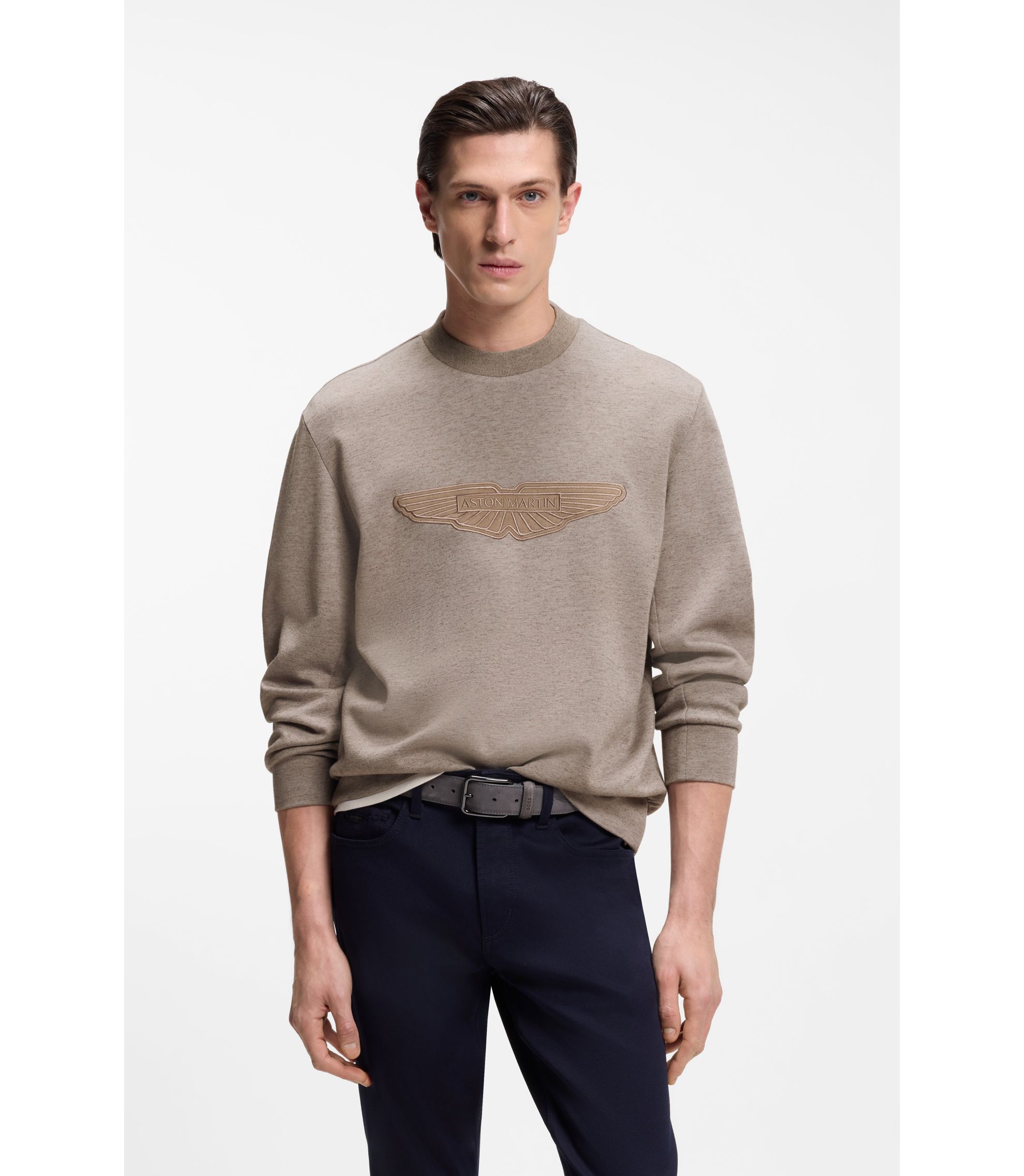 BOSS - BOSS x ASTON MARTIN sweatshirt with wing detail - Light Grey