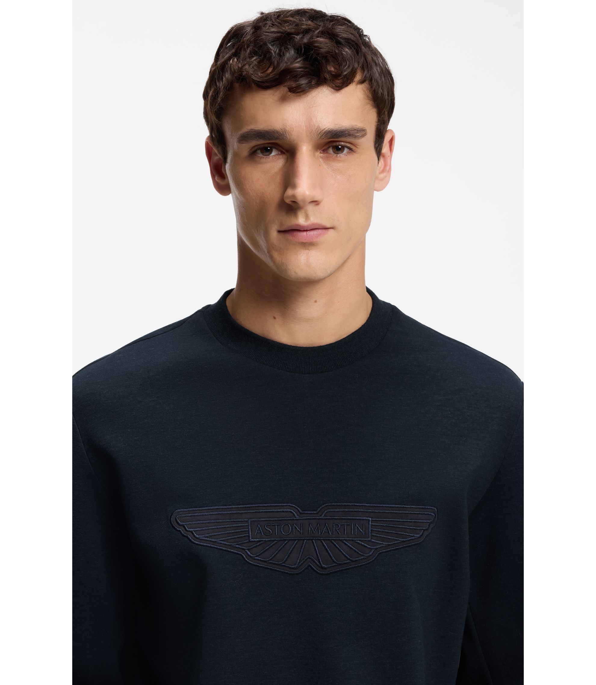 BOSS - BOSS x ASTON MARTIN sweatshirt with wing detail - Dark Blue