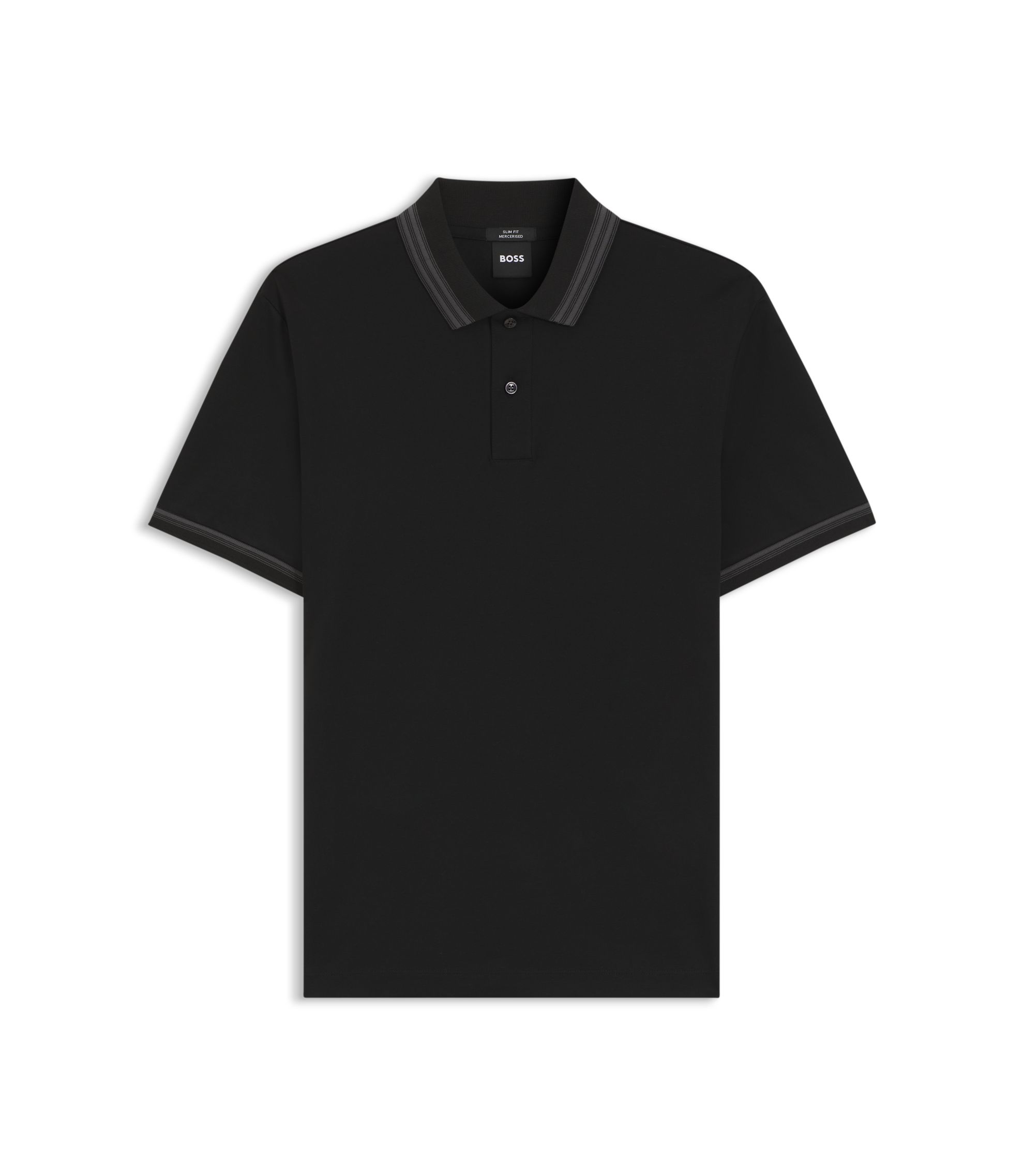 BOSS - Contrast-tipping slim-fit polo shirt in mercerised cotton