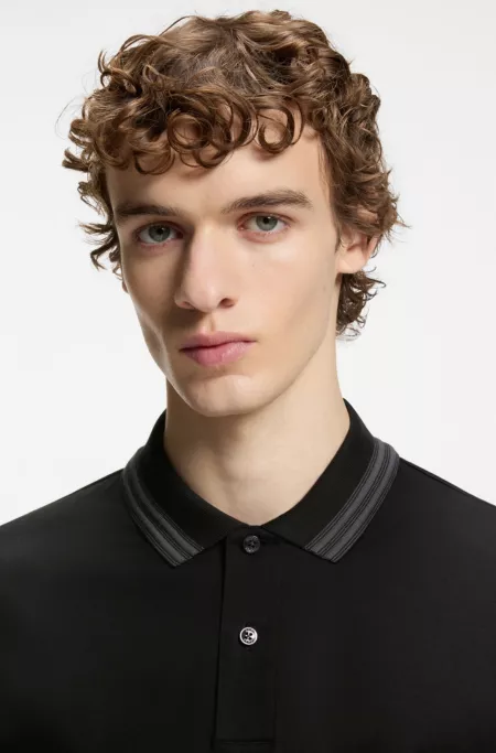 Contrast-tipping slim-fit polo shirt in mercerised cotton