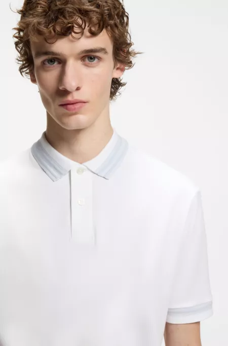 Contrast-tipping slim-fit polo shirt in mercerised cotton