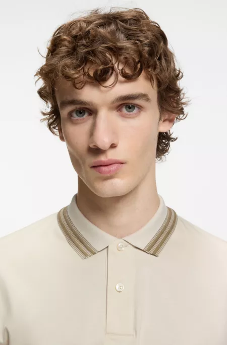 Contrast-tipping slim-fit polo shirt in mercerised cotton