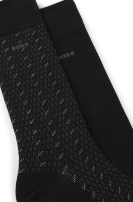 Lot de deux paires de chaussettes mi-mollet en coton m&eacute;lang&eacute;, Noir