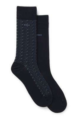 Paquete de dos pares de calcetines de algod&oacute;n de largo est&aacute;ndar, Azul oscuro