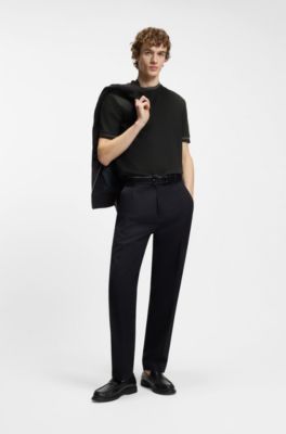 Camiseta slim fit de algod&oacute;n mercerizado con detalles en contraste, Negro