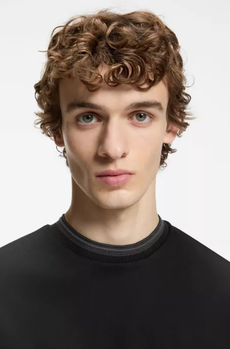 Contrast-tipping slim-fit T-shirt in mercerised cotton