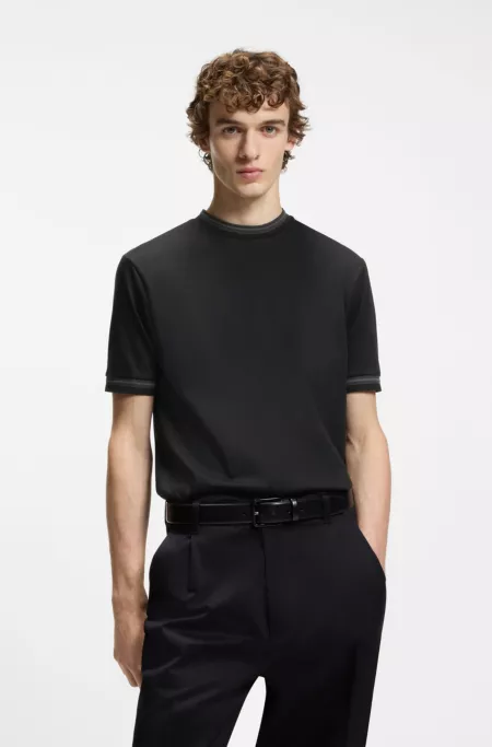 Contrast-tipping slim-fit T-shirt in mercerised cotton