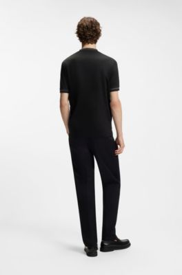 Contrast-tipping slim-fit T-shirt in mercerised cotton, Black