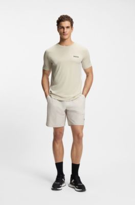 Camiseta slim fit de tejido multiel&aacute;stico de secado r&aacute;pido, Beige claro