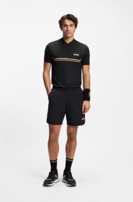 Polo con detalles anat&oacute;micos sin costuras, Negro