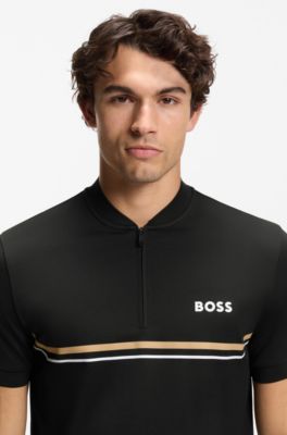 Polo con detalles anat&oacute;micos sin costuras, Negro