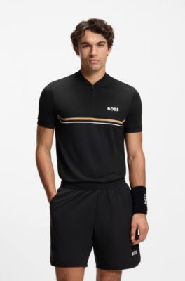 Polo con detalles anat&oacute;micos sin costuras, Negro