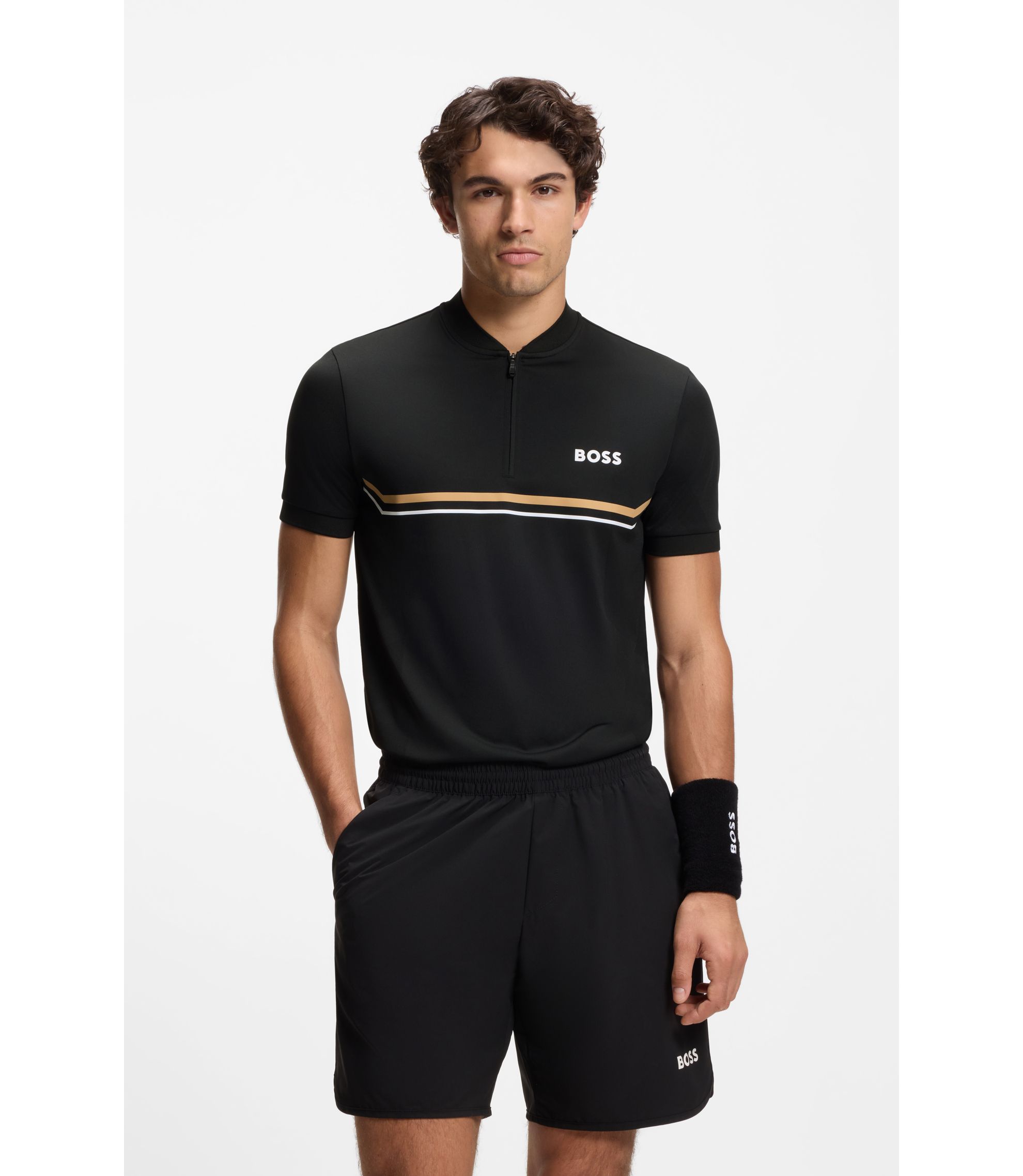 BOSS - Polo shirt with seamless bodymapping - Black