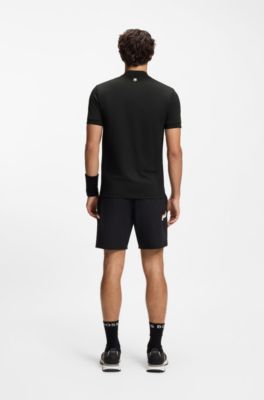 Polo con detalles anat&oacute;micos sin costuras, Negro