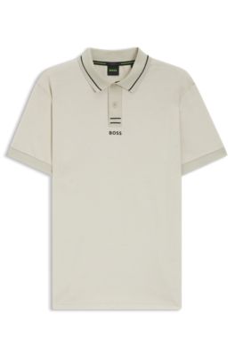 Polo Slim en piqu&eacute; de coton stretch, Beige clair