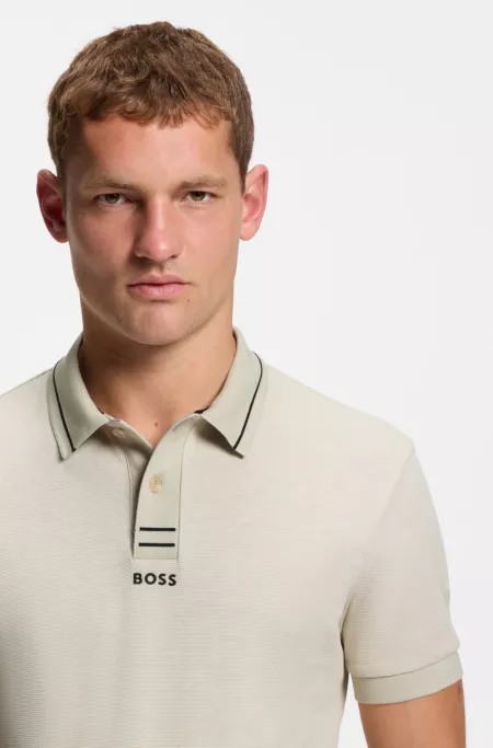 Centred-logo slim-fit polo shirt in cotton piqué