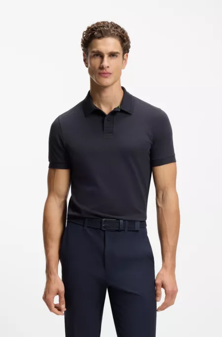 Centred-logo slim-fit polo shirt in cotton piqué