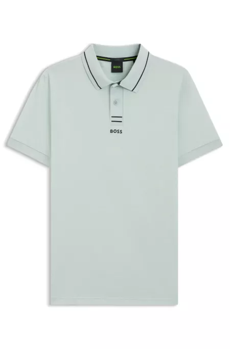 Centred-logo slim-fit polo shirt in cotton piqué