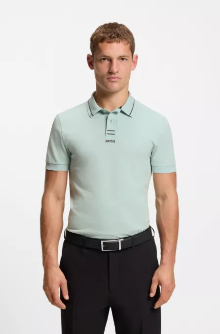 Centred-logo slim-fit polo shirt in cotton piqué