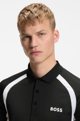 Active Polo Slim en tissu stretch &agrave; s&eacute;chage rapide, Noir