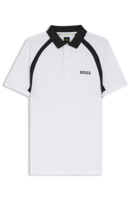 Active Polo slim fit en tejido el&aacute;stico de secado r&aacute;pido, Blanco