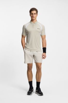 Active Quick-dry slim-fit polo shirt with four-way stretch, Light Beige
