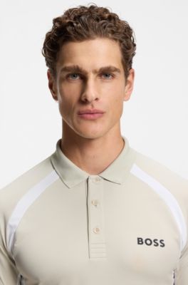 Active Quick-dry slim-fit polo shirt with four-way stretch, Light Beige