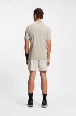 Active Quick-dry slim-fit polo shirt with four-way stretch, Light Beige
