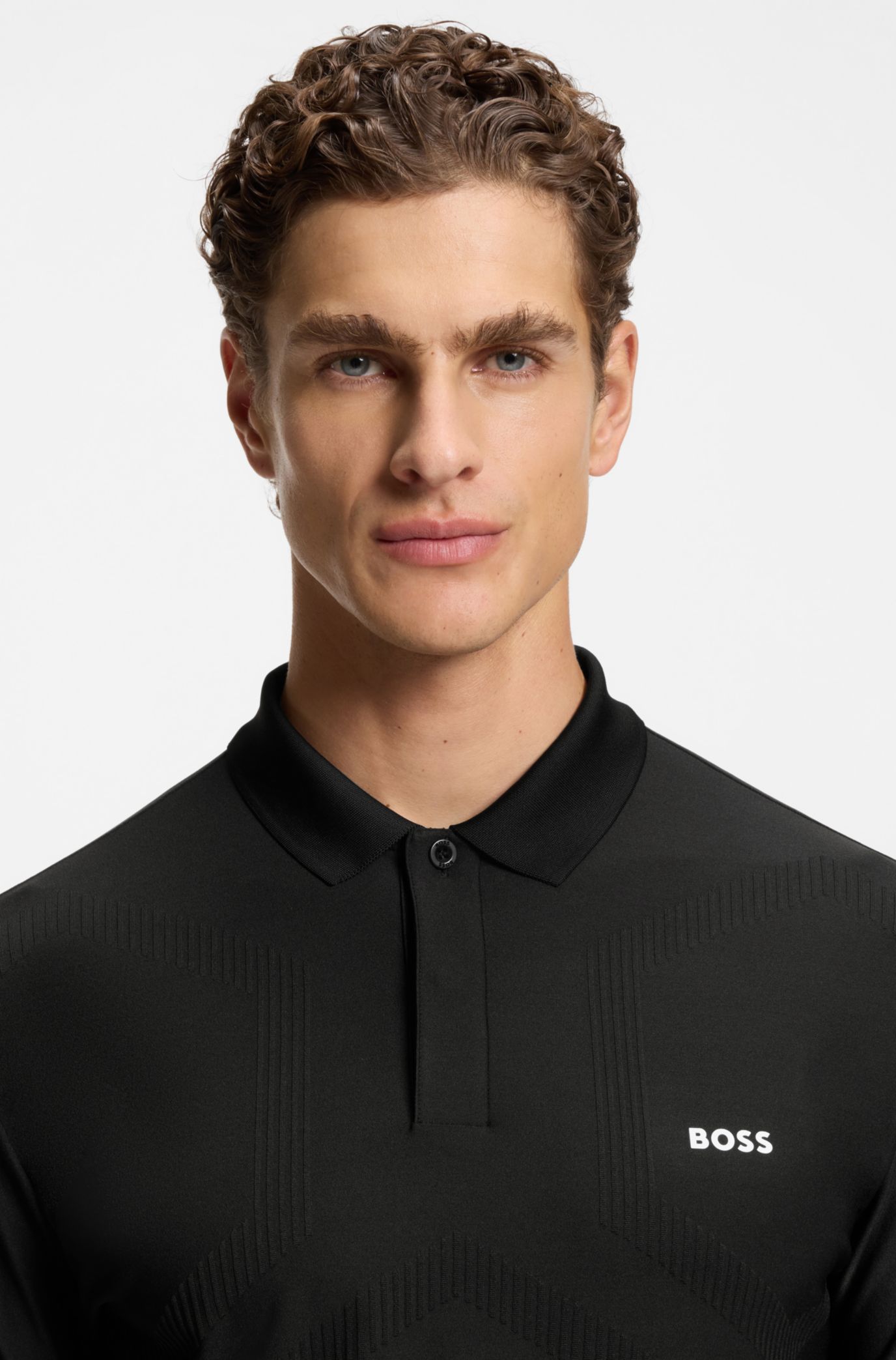 BOSS - Bodymap-detail polo shirt with quick-dry performance - Black