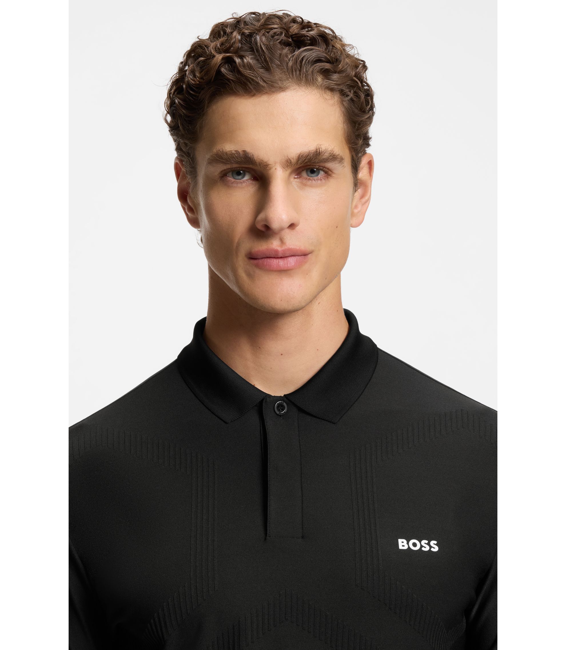 BOSS - Bodymap-detail polo shirt with quick-dry performance - Black