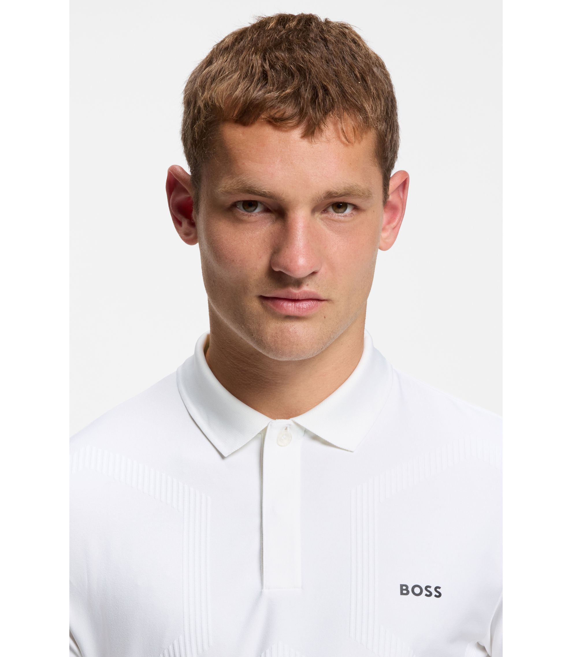 BOSS - Bodymap-detail polo shirt with quick-dry performance - White