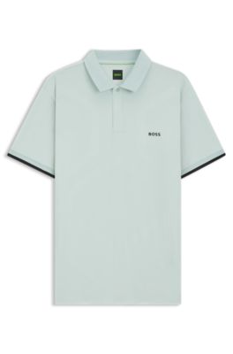 Bodymap-detail polo shirt with quick-dry performance, Turquoise