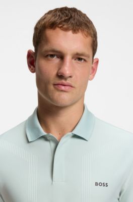 Bodymap-detail polo shirt with quick-dry performance, Turquoise