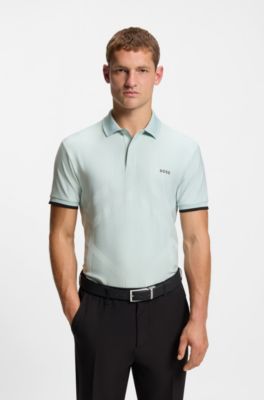 Bodymap-detail polo shirt with quick-dry performance, Turquoise