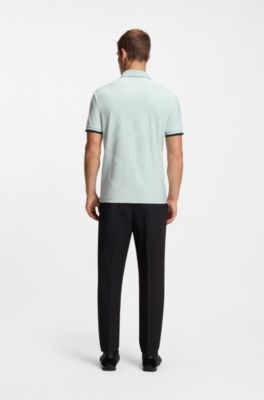 Bodymap-detail polo shirt with quick-dry performance, Turquoise