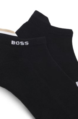 Paquete de dos pares de calcetines a la altura del tobillo con logos, Negro