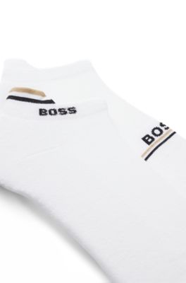 Paquete de dos pares de calcetines a la altura del tobillo con logos, Blanco