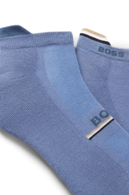 Lot de deux paires de chaussettes longueur cheville avec logos, bleu clair