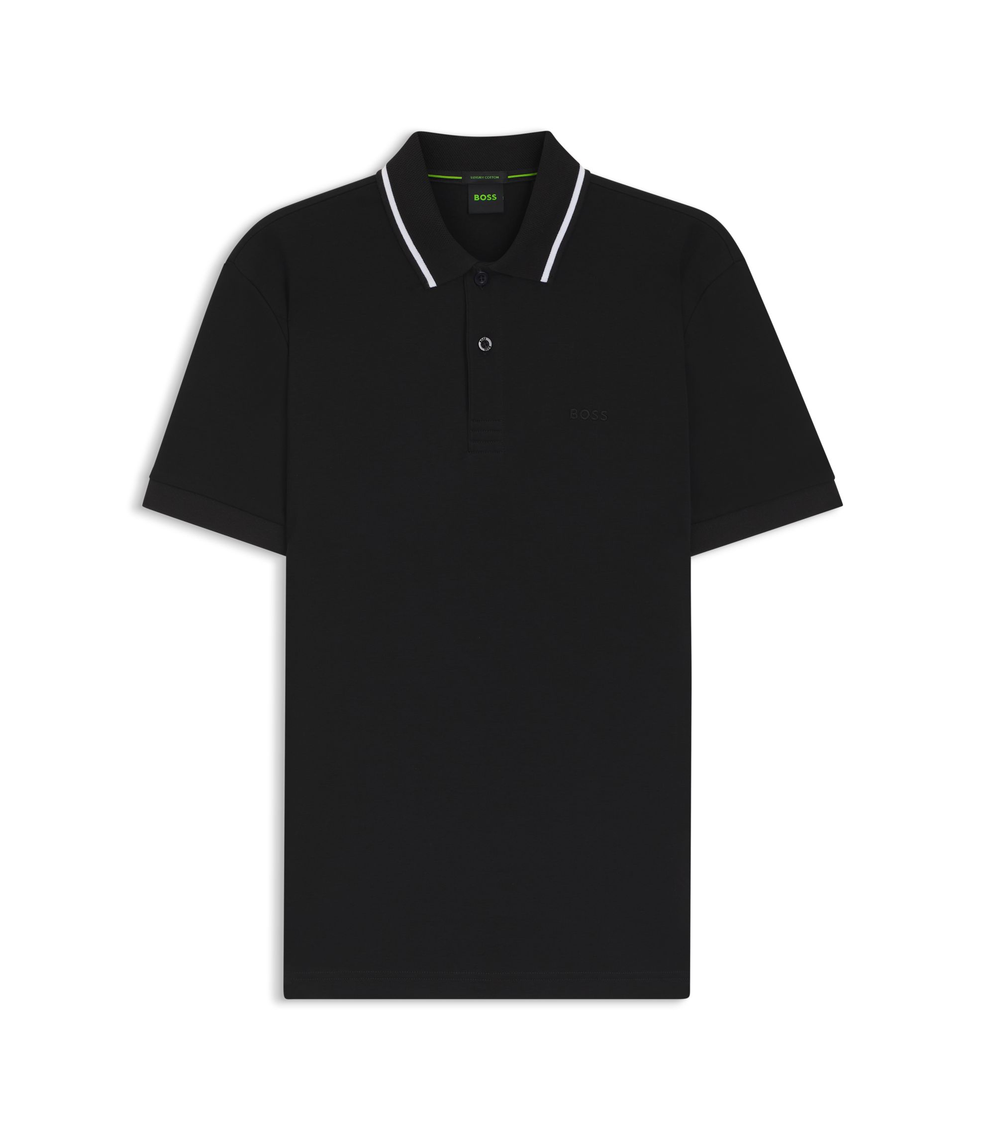 BOSS - Paddy slim-fit polo shirt in interlock cotton - Black