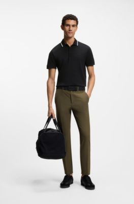 Polo Paddy slim fit de algod&oacute;n interlock, Negro